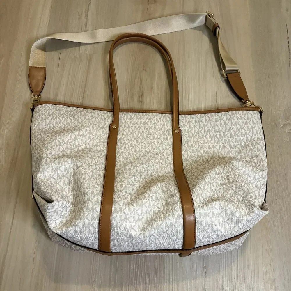 MICHAEL KORS Beck Signature Convertible Tote Bag Vanilla 30T0GKNT1B